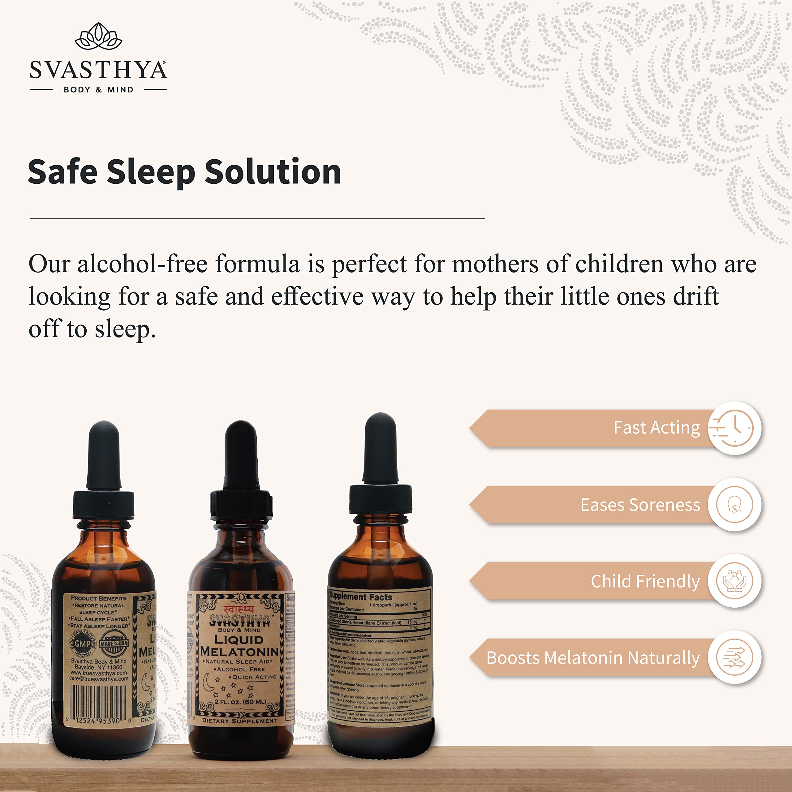 Svasthya Melatonin Liquid kid-friendly use in family bedtime routine
