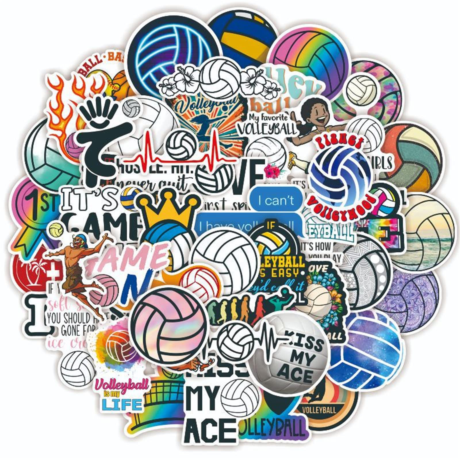 SVGDHZK volleyball stickers 50pc collection for laptops and water bottles with durable waterproof designs.