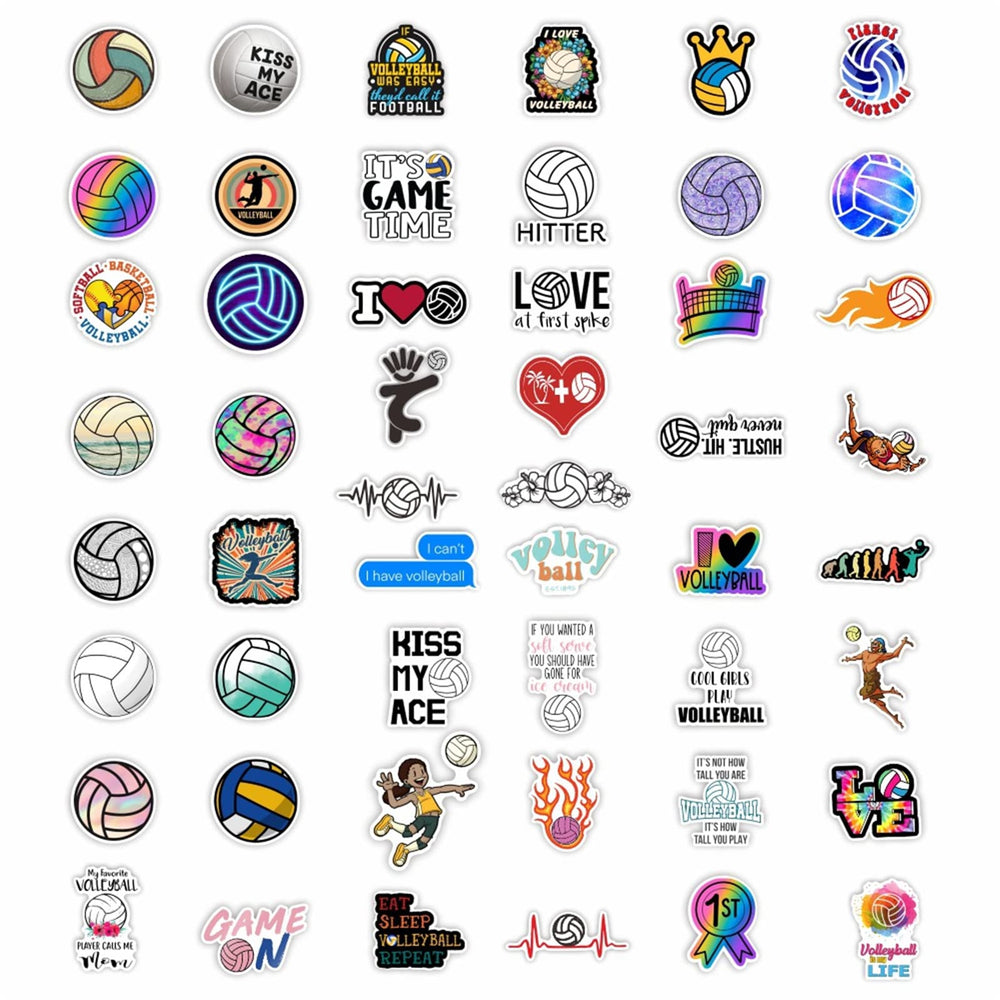 SVGDHZK volleyball decals for laptops and luggage, colors resist sun fade.
