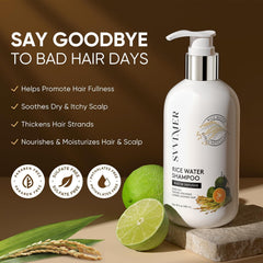 Svvimer rice water hair strand close-up suggests strength and shine