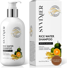 Svvimer Rice Water Shampoo bottle shows nourishing formula for stronger hair