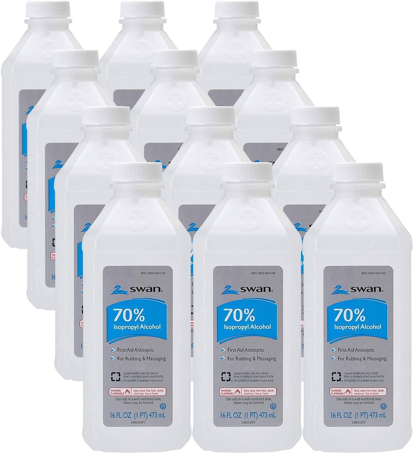 Swan 70% Isopropyl bottle front view for quick surface cleaning tasks