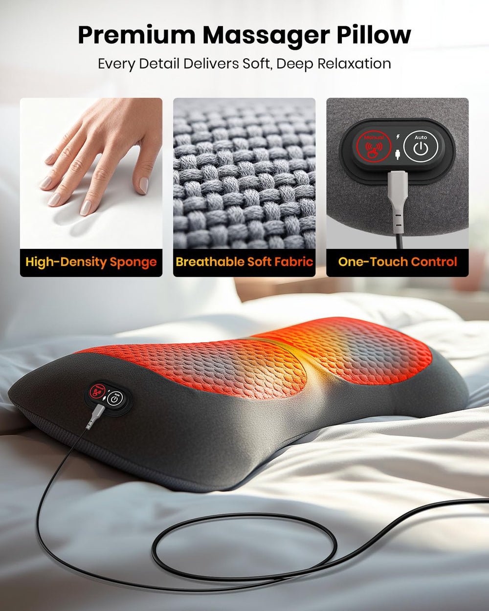 Ergonomic Swancode massager showing premium materials and lumbar support