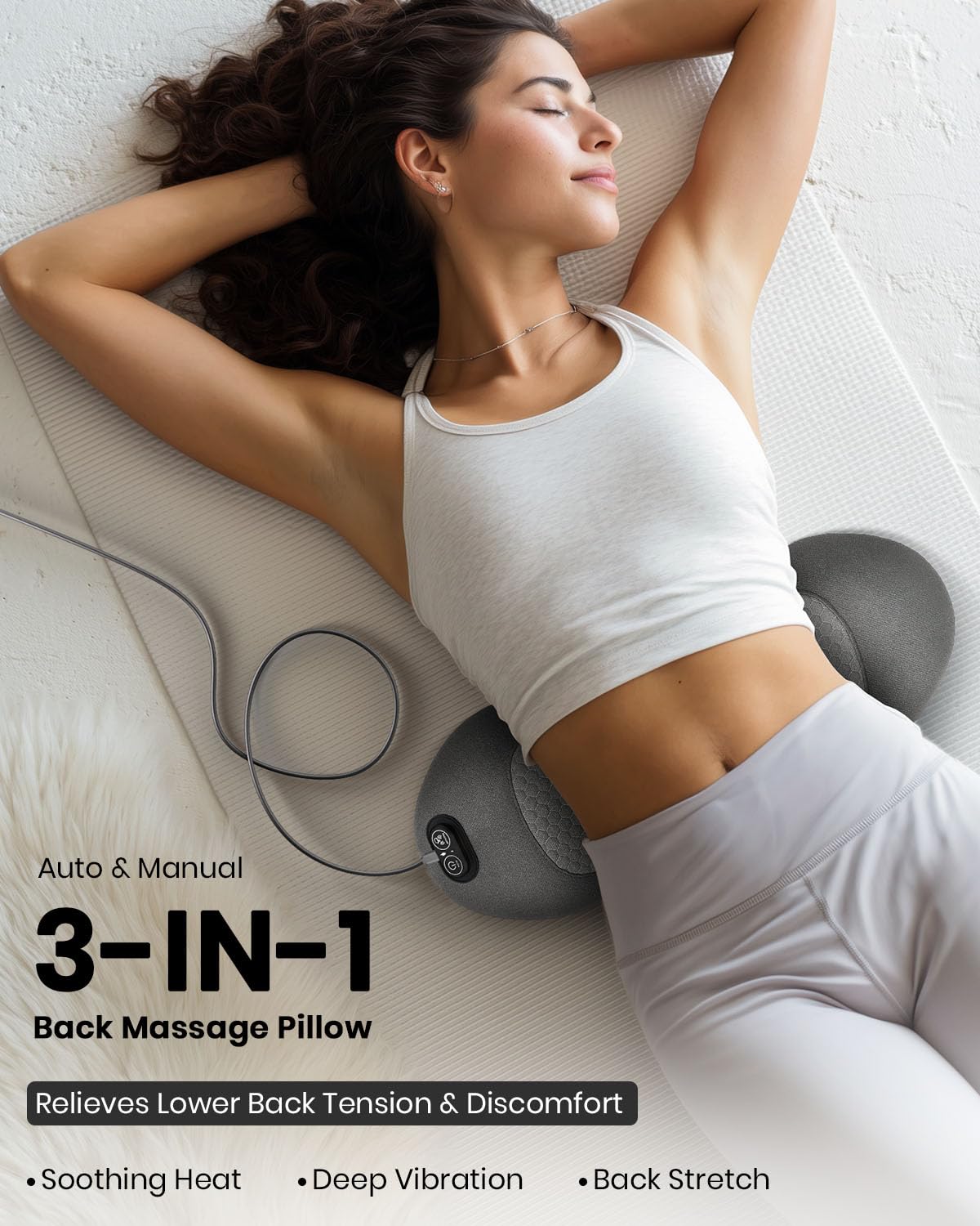 Swancode back massager in vibration mode soothing lower back muscles