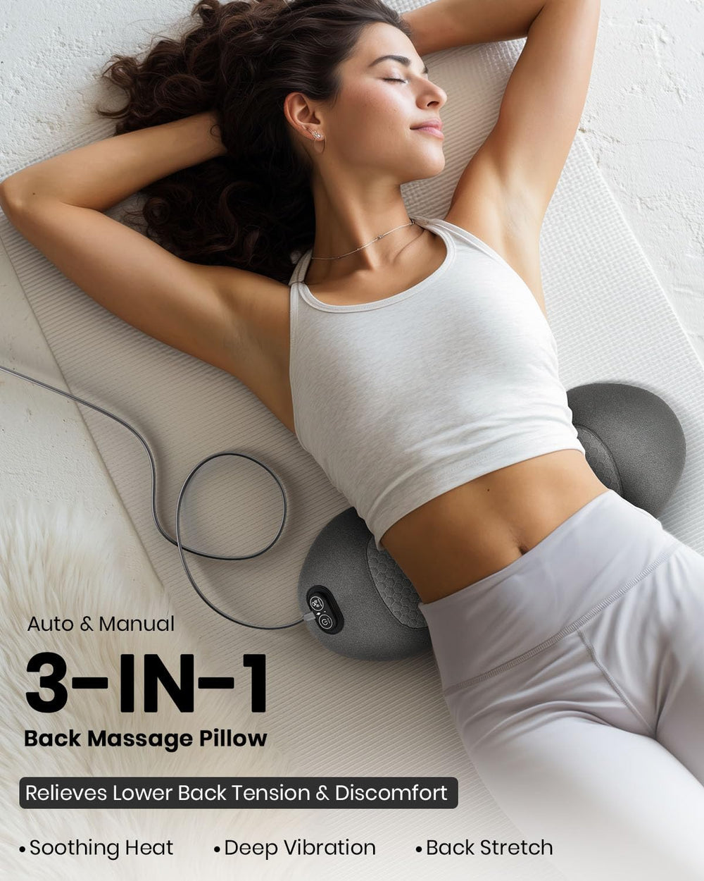 Swancode back massager in vibration mode soothing lower back muscles