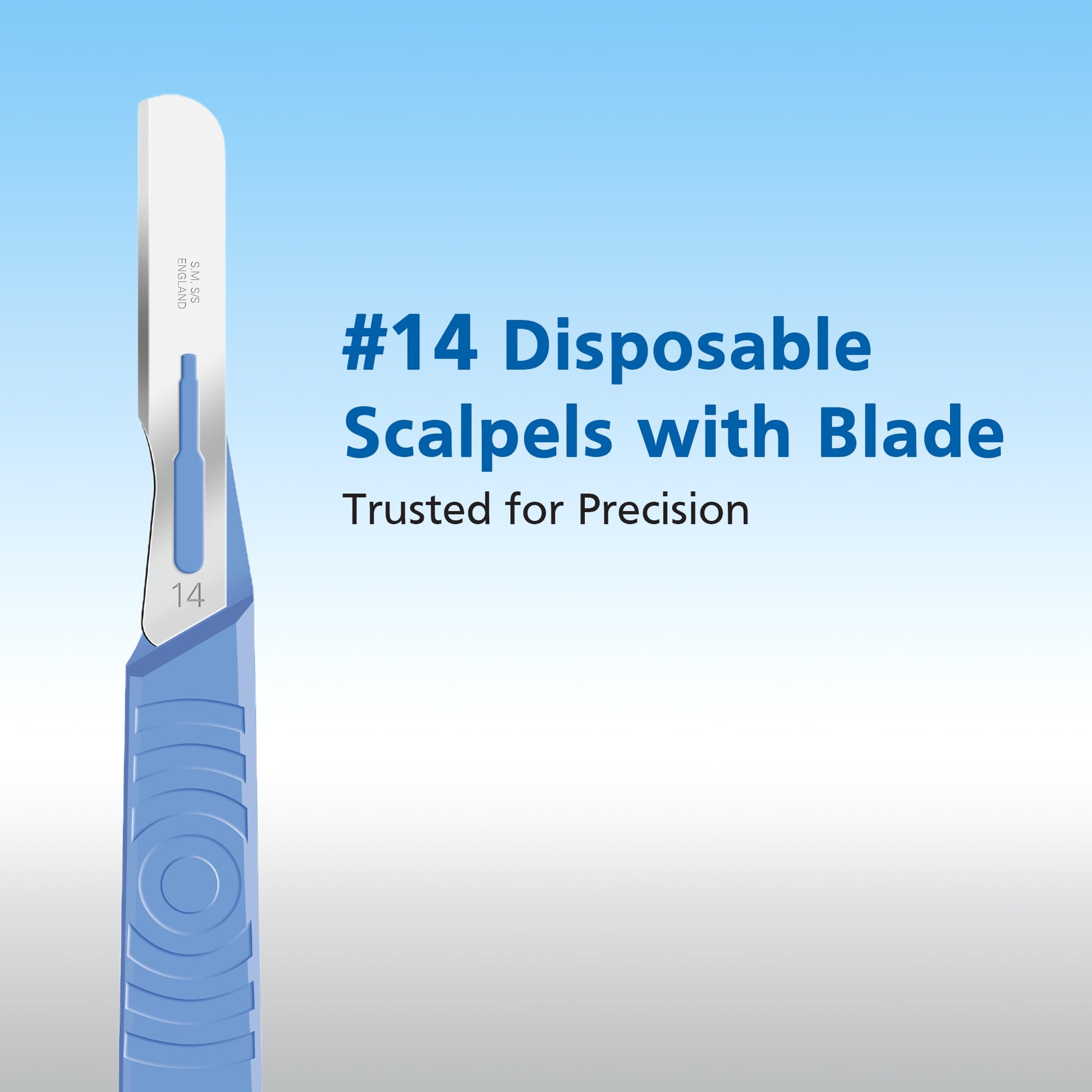 SWANN-MORTON #14 disposable scalpel assembly ready for use