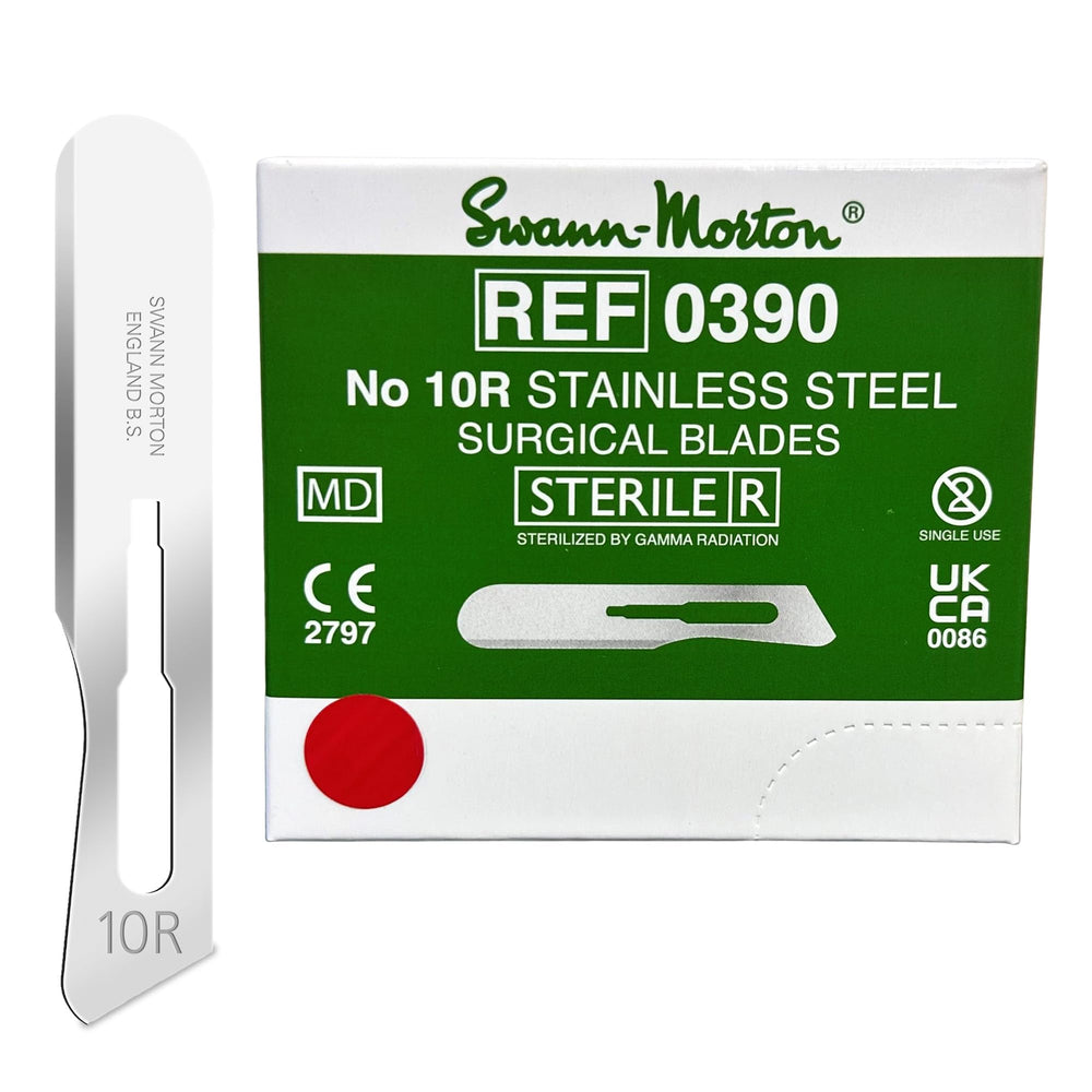 Swann Morton #10R blade for facial dermaplaning with precise, gentle exfoliation.