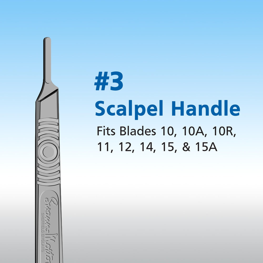 Swann Morton Scalpel Handle No 3, stainless steel body, durable and easy to clean in clinics.