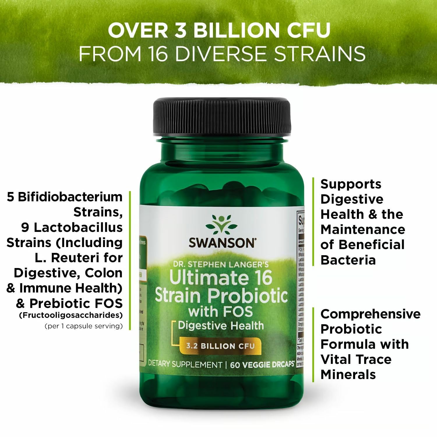 Graphic showing prebiotic FOS with Swanson probiotic