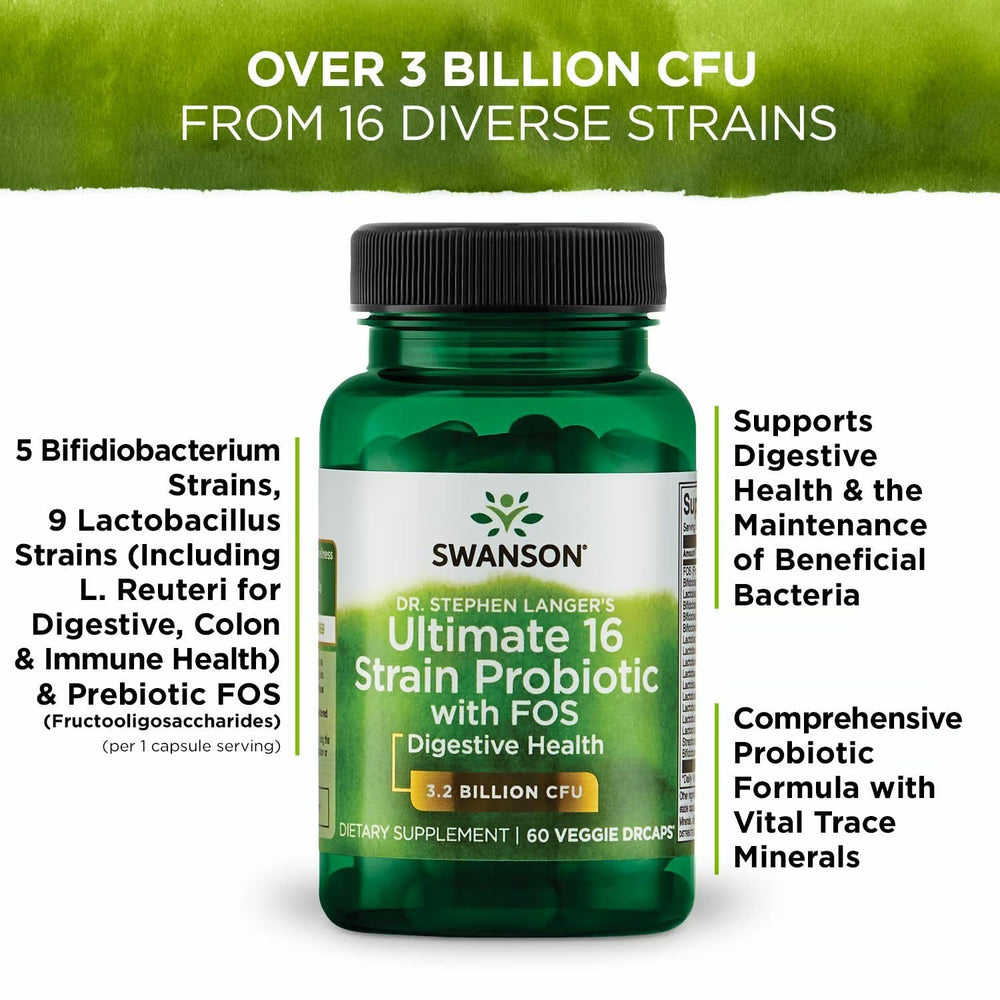 Graphic showing prebiotic FOS with Swanson probiotic