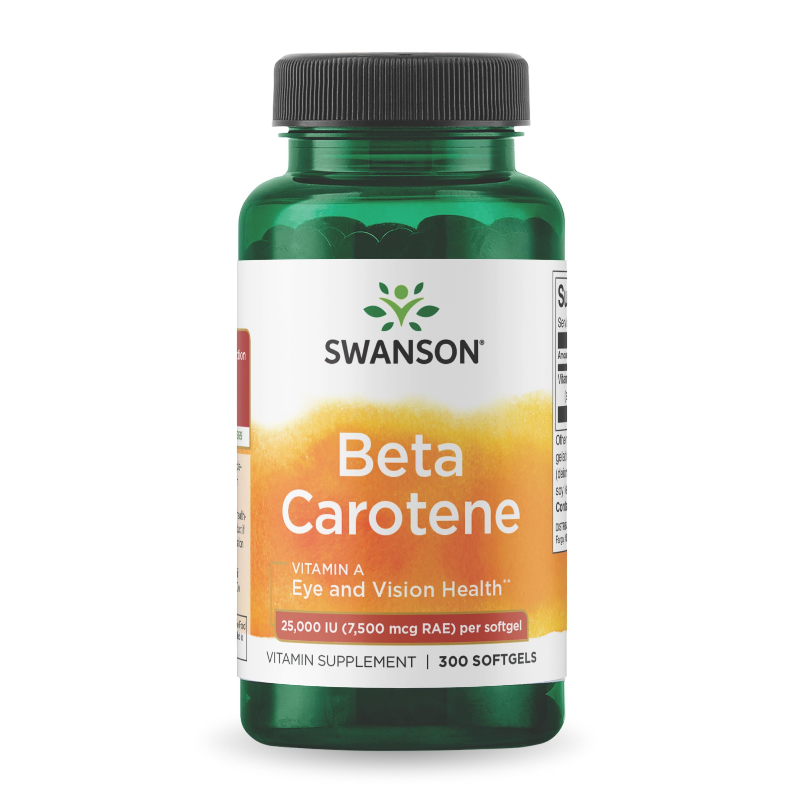 Swanson Beta-Carotene softgel supports eye health and skin vitality.