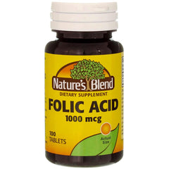 Swanson Folic Acid 1000 mcg bottle front view for prenatal nutrition planning