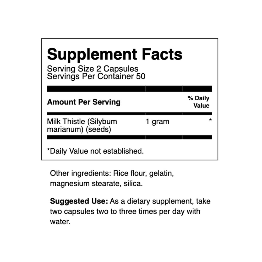 Swanson milk thistle vegan capsules for detox and antioxidant support.