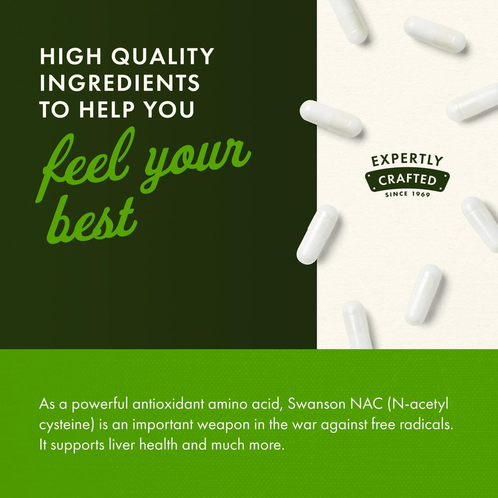 Swanson NAC with liver-friendly graphics representing detox and cellular support.