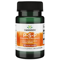 Swanson P-5-P capsules in front view bottle for easy daily B6 supplementation