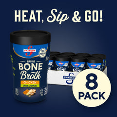 Swanson Sipping Chicken Bone Broth with 10 g of protein per cup.