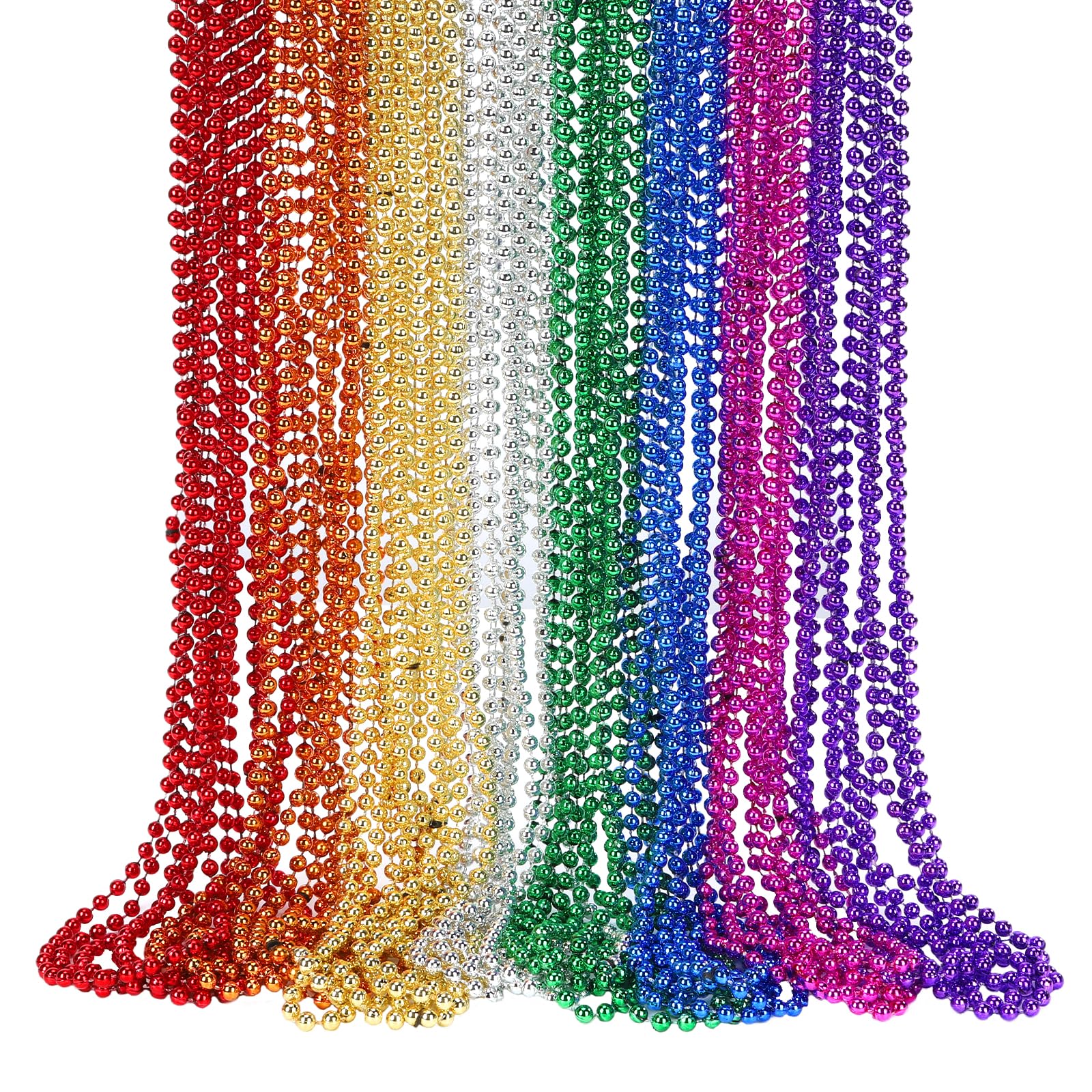 Swanucky Mardi Gras beads necklaces 33-inch, bold colors ideal for parade throws and party favors.