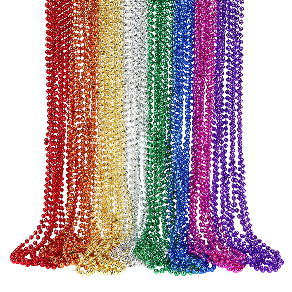 Swanucky Mardi Gras beads necklaces 33-inch, bold colors ideal for parade throws and party favors.