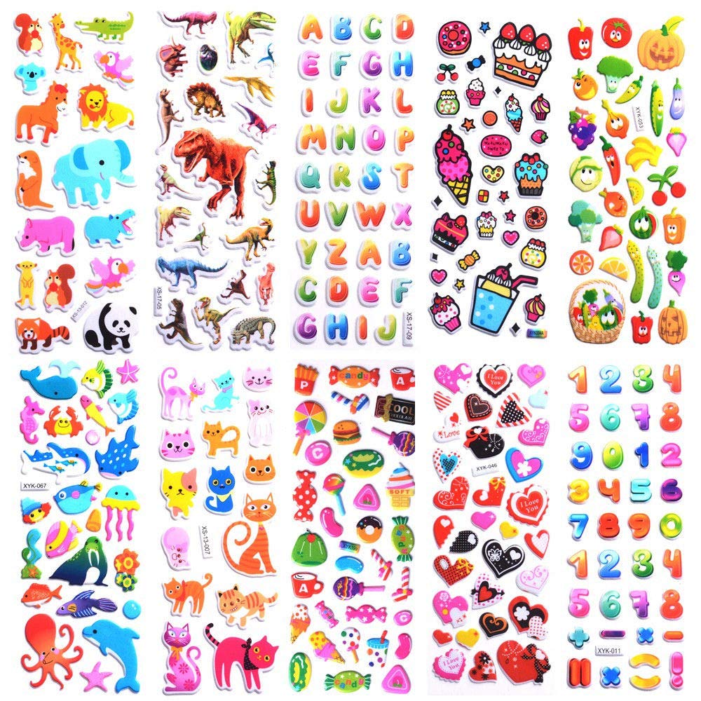 SWARKOL 3D puffy stickers, multi-dimensional designs for kids' projects