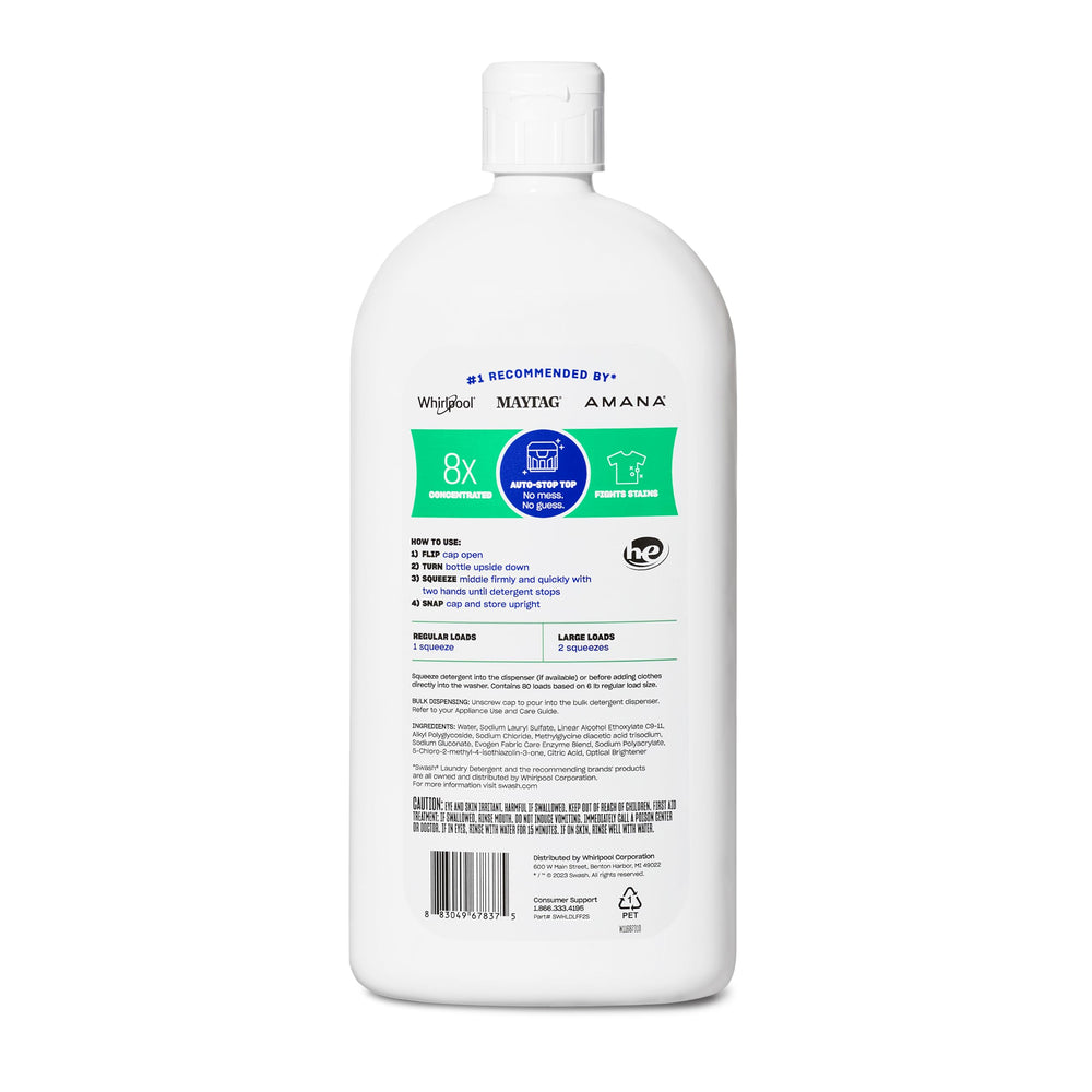 Swash Smells Like Nothing dispense top view demonstrating auto-stop dosing for no mess