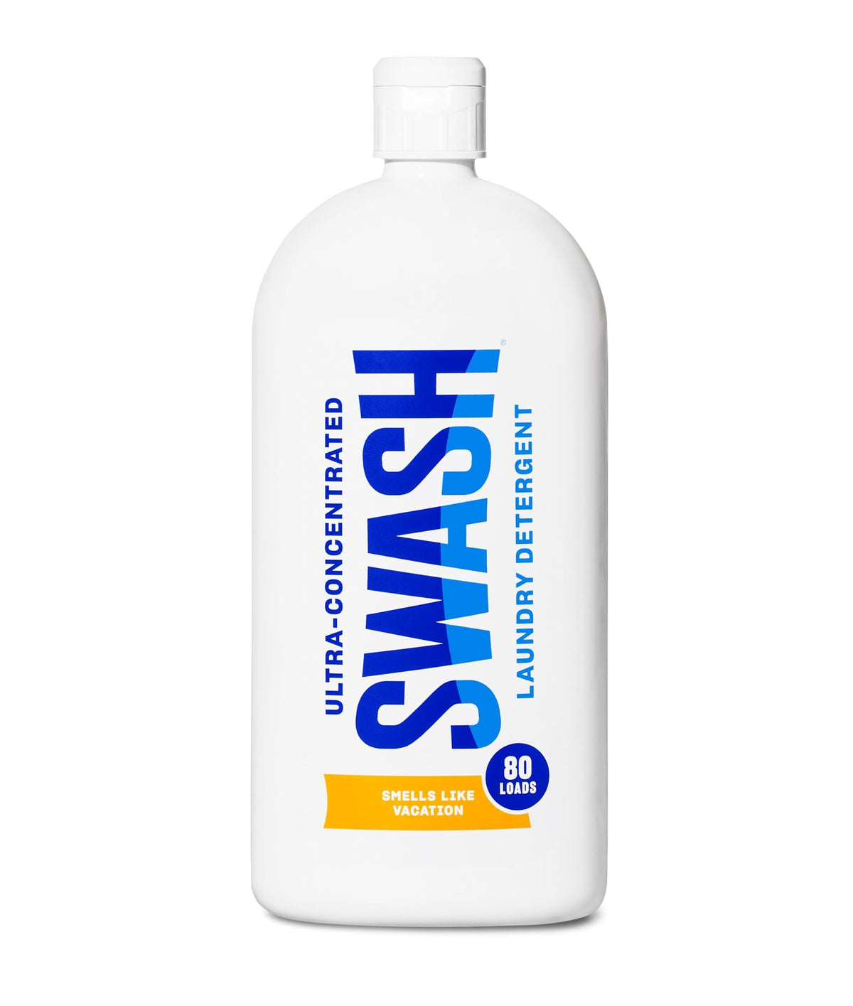 SWASH Smells Like Vacation bottle front with island-inspired scent and compact formula.