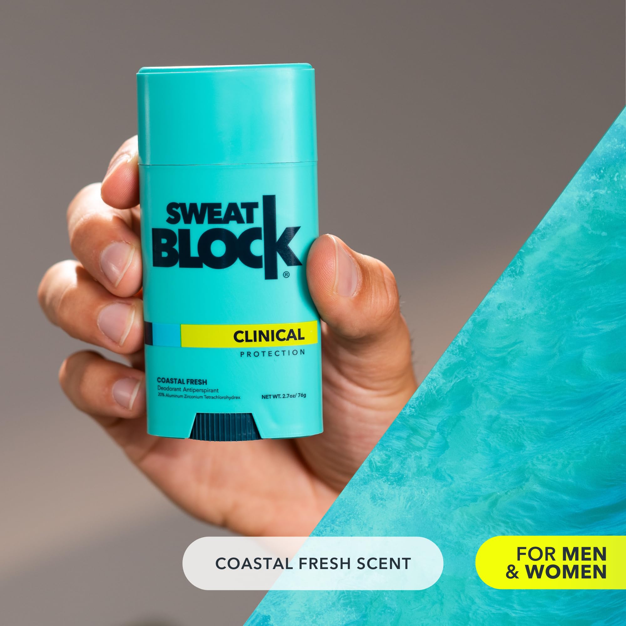 SweatBlock 48-hour protection graphic illustrating strong sweat control.