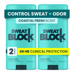 SweatBlock clinical-strength deodorant stick for all-day underarm protection.