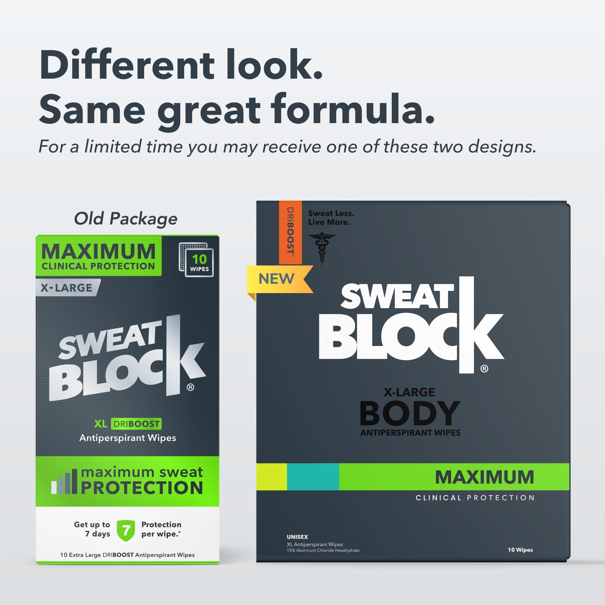 Close-up of SweatBlock wipe texture demonstrates its premium formula for strong sweat blocking.