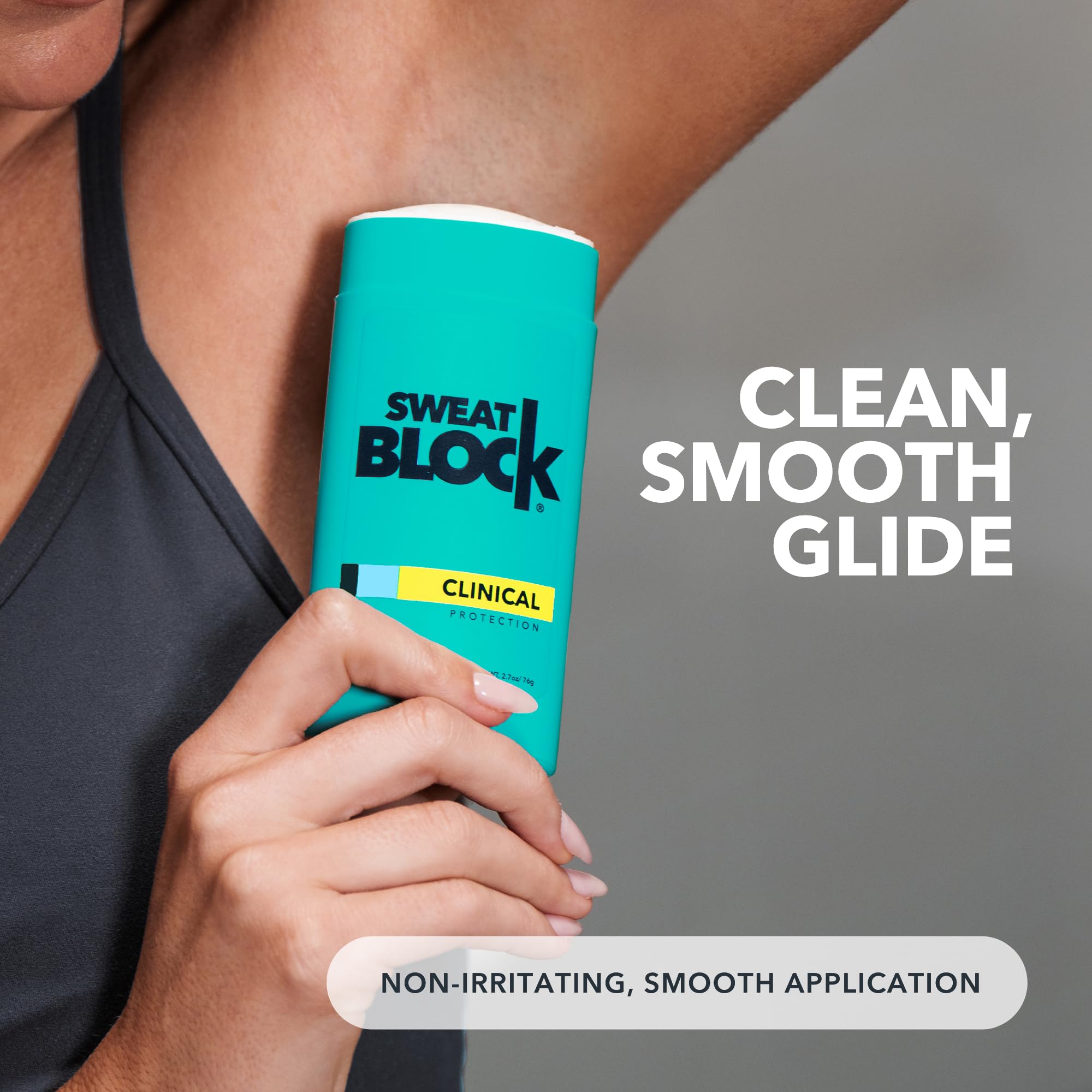 SweatBlock daily-use scene with night and morning application guidance.