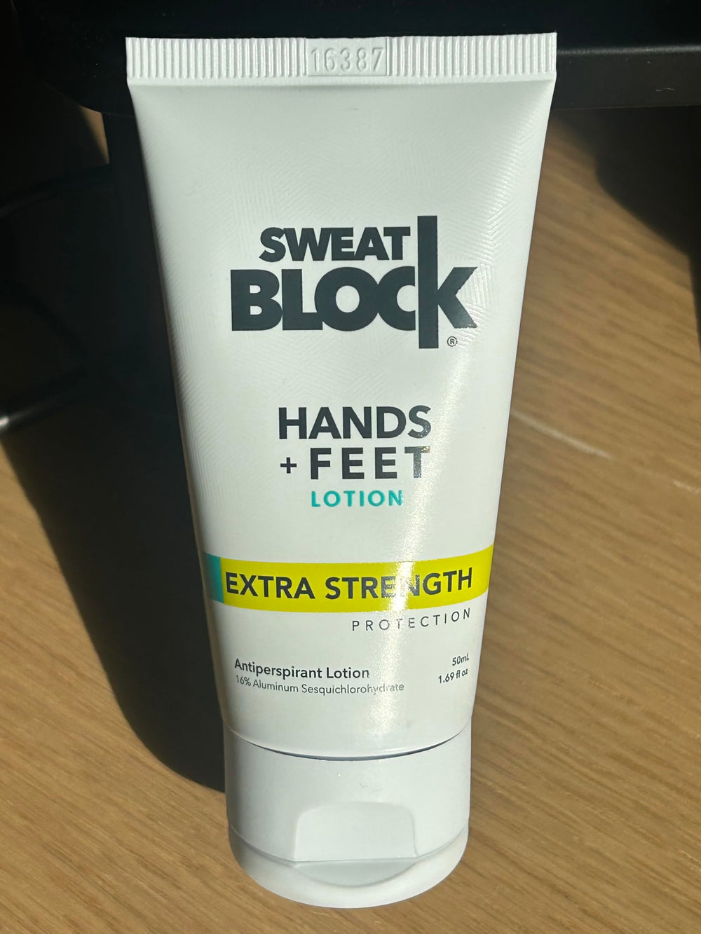 Travel-size SweatBlock bottle ready for on-the-go protection.