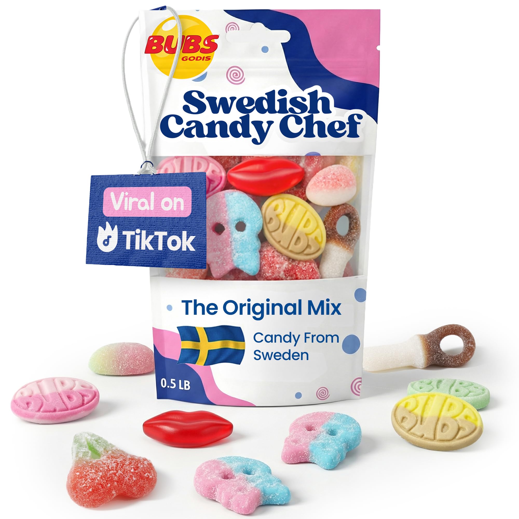 Swedish Candy Chef Bubs mix big ovals candy for sharing and tasting.