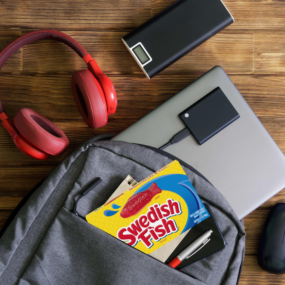 SWEDISH FISH candy box open, easy to portion for party favors