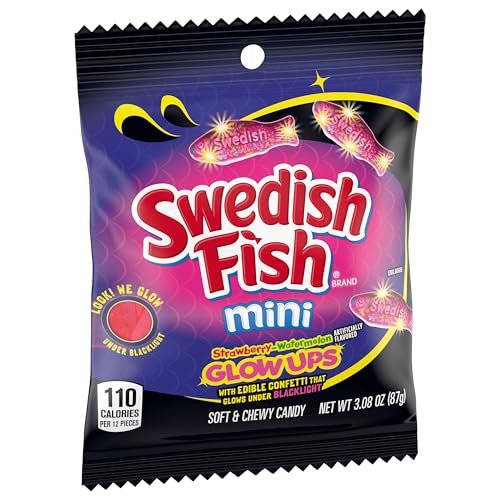 SWEDISH FISH Glow Ups on-the-go snack in a portable bag