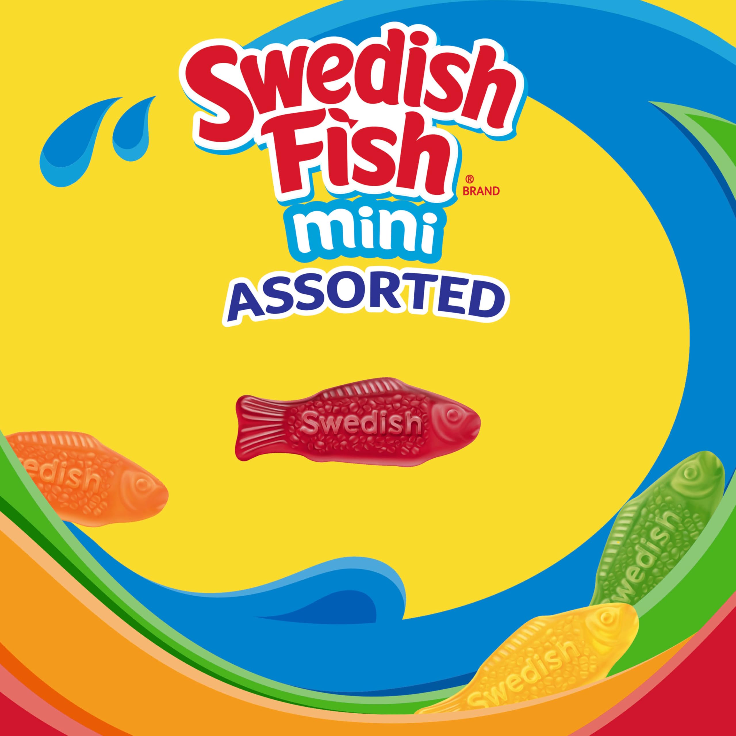 Swedish Fish mini fish-shaped gummies in family-size bulk packaging