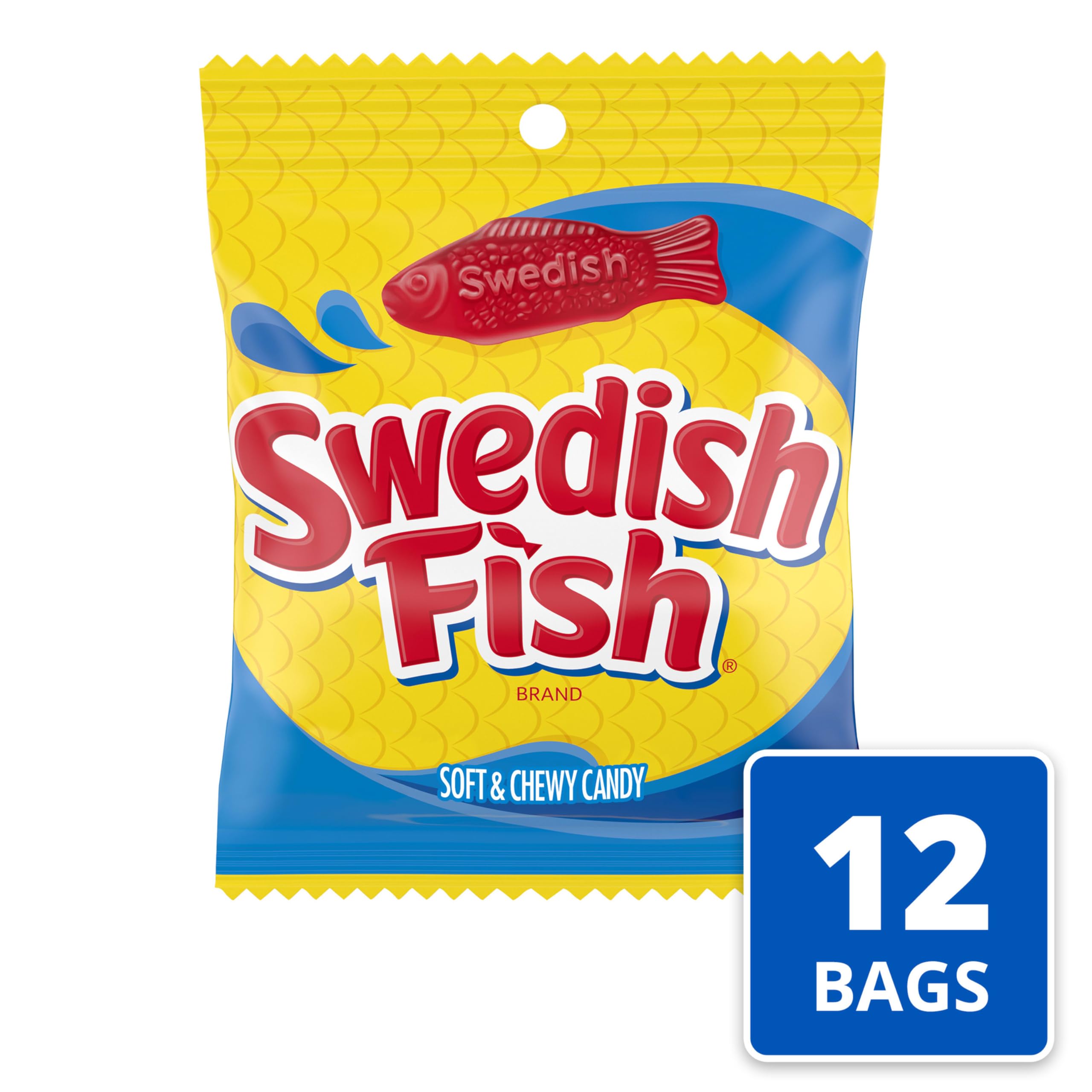 Swedish Fish soft chewy texture close-up highlights premium gummy quality.