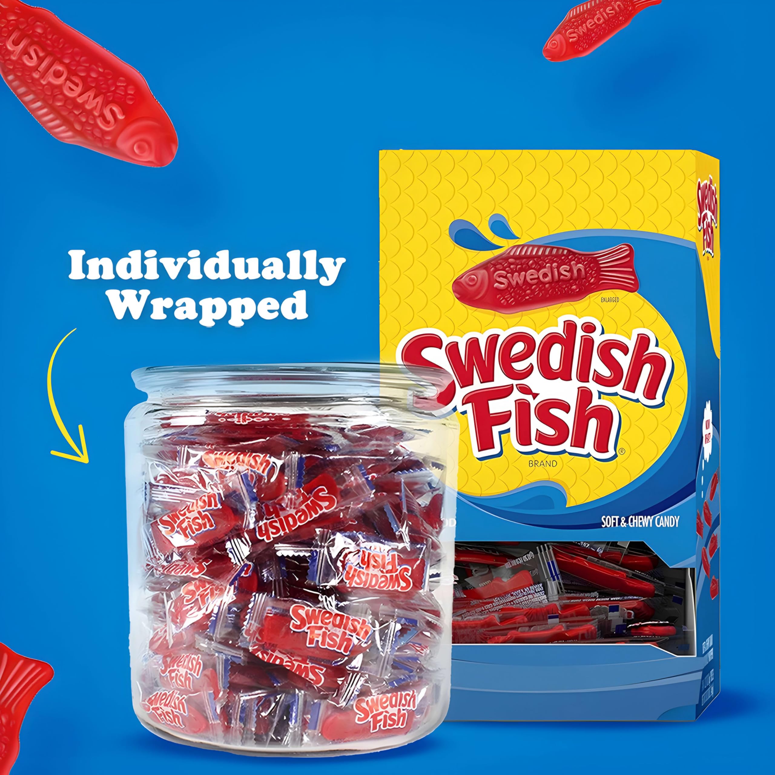Soft-chewy Swedish Fish texture close-up for a satisfying bite.