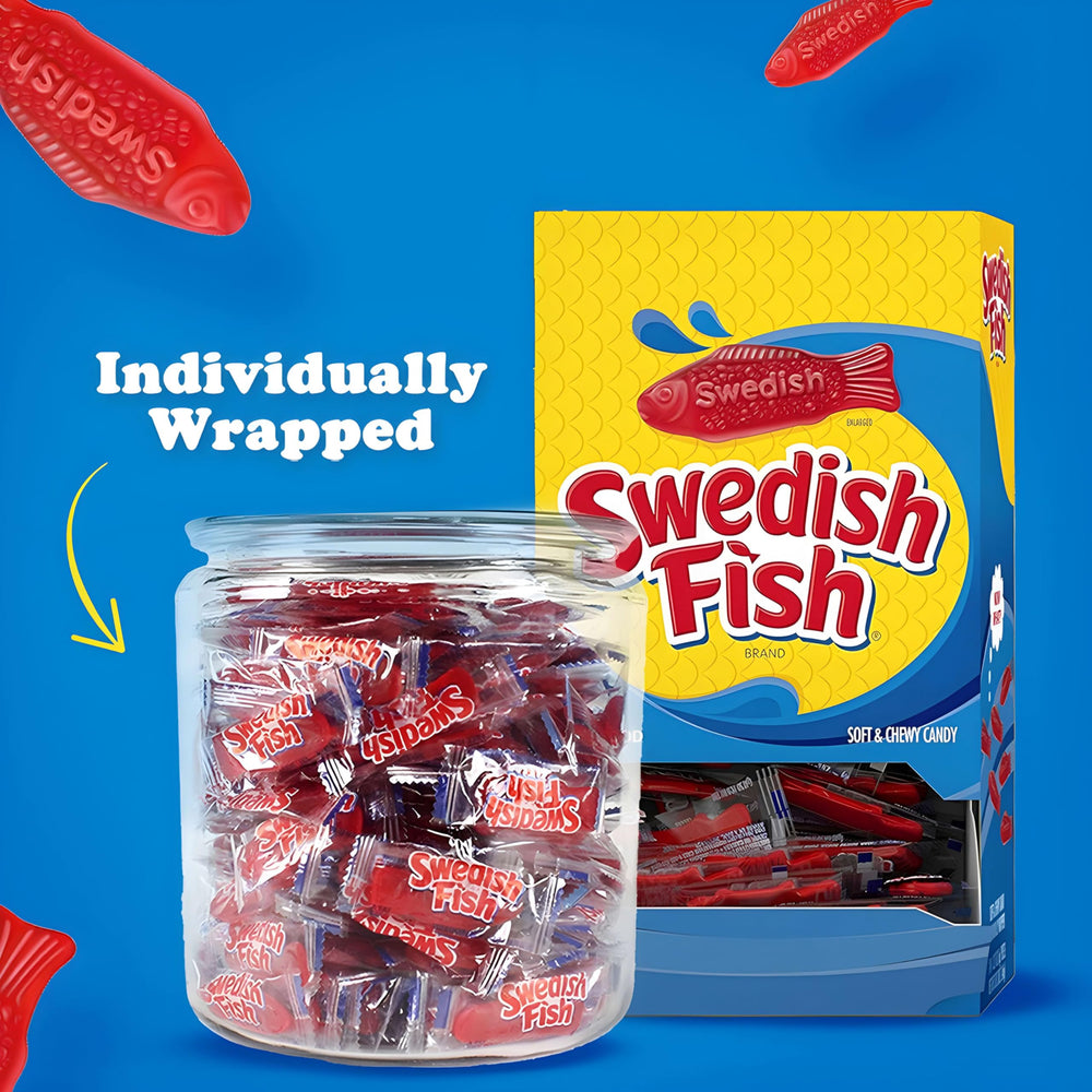 Soft-chewy Swedish Fish texture close-up for a satisfying bite.