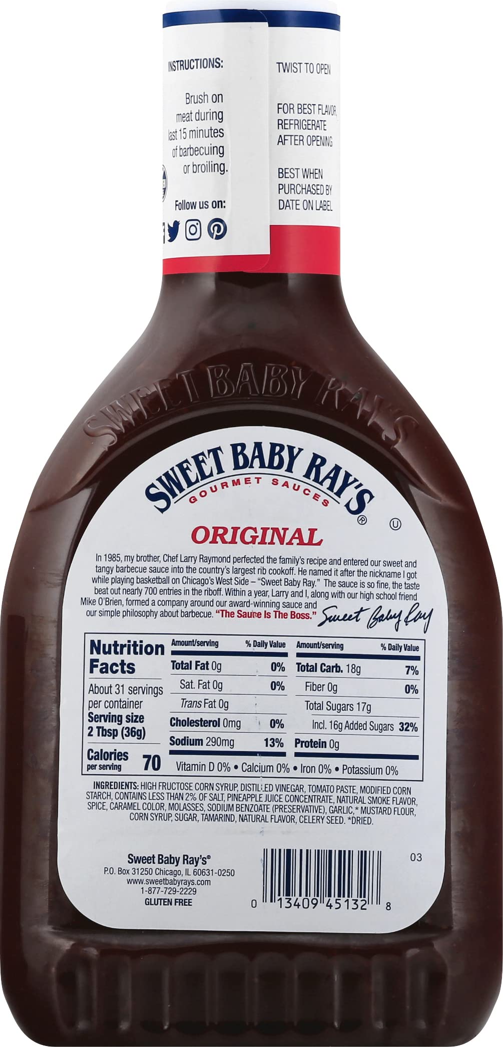 Sweet Baby Ray's two-pack barbecue sauce display for backyard barbecue nights.