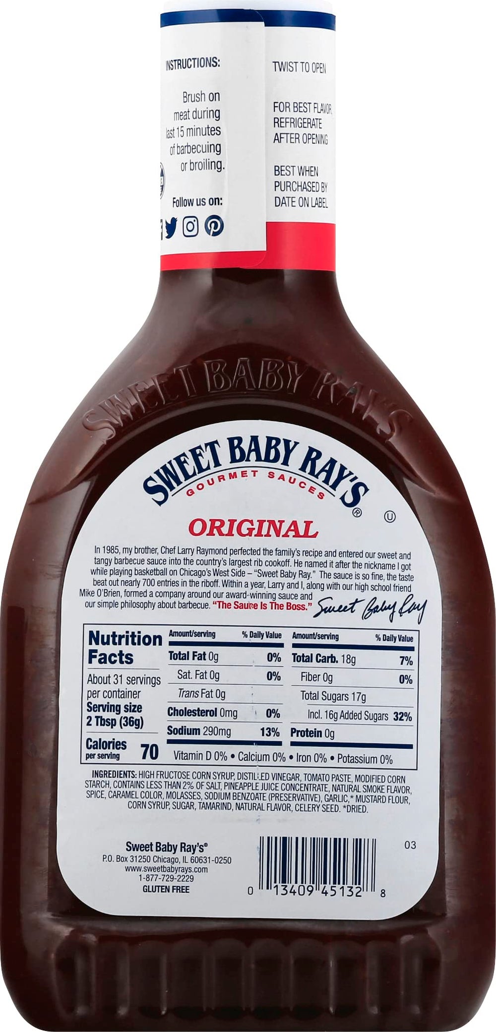 Sweet Baby Ray's two-pack barbecue sauce display for backyard barbecue nights.