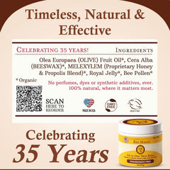 Sweet Bee Naturals Beeswax body moisturizer balm shown on smooth skin.