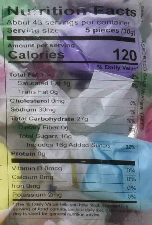 3 lb bulk bag of Sweet Candy Company salt water taffy for sharing.