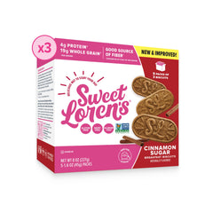 Sweet Loren’s Cinnamon Sugar breakfast biscuits in a box, plant-based convenience.