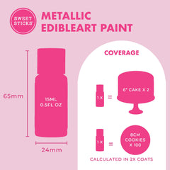 Sweet Sticks edible art gold paint bottle open for precise application.