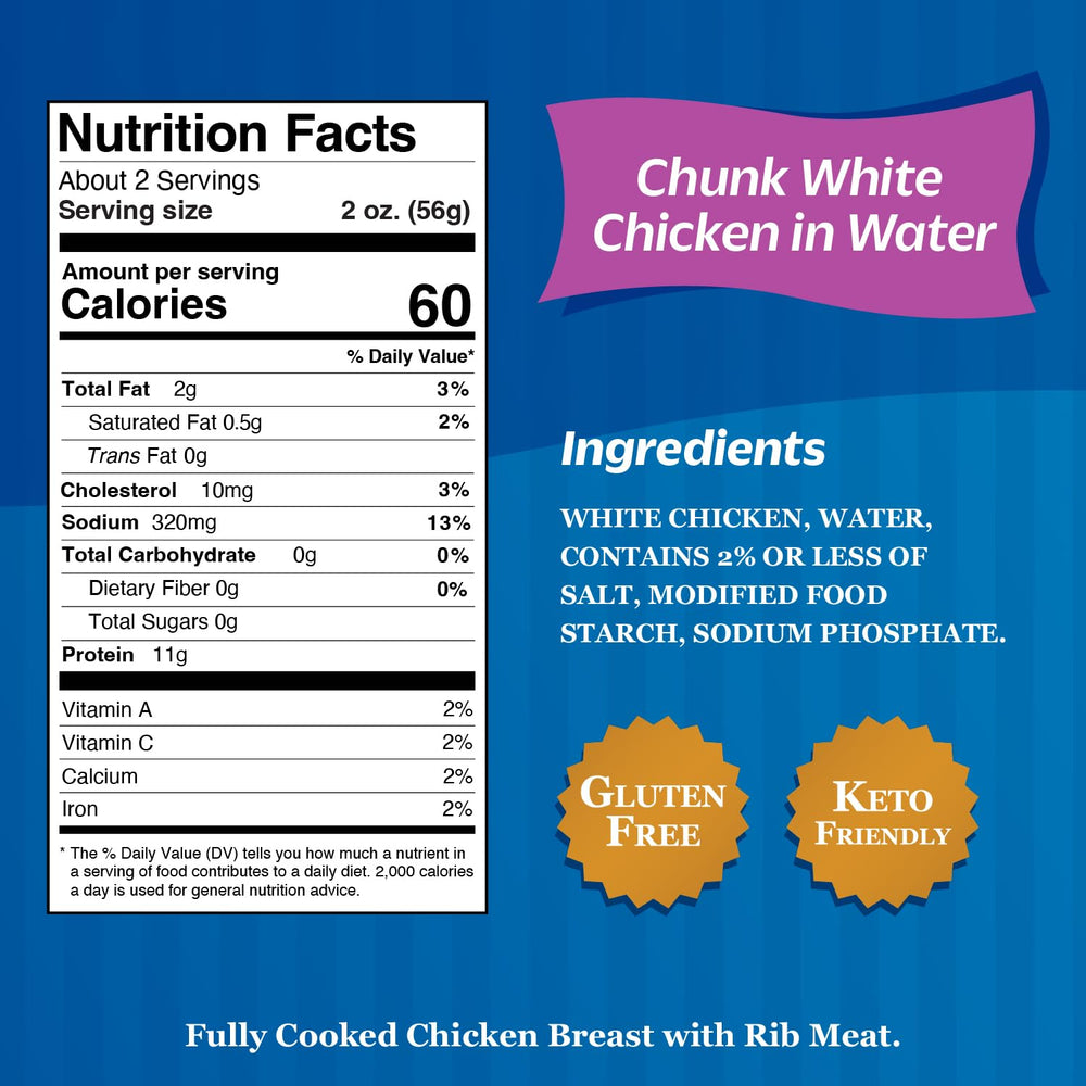 Sweet Sue chicken chunks in water in an easy-open can for weeknight dinners