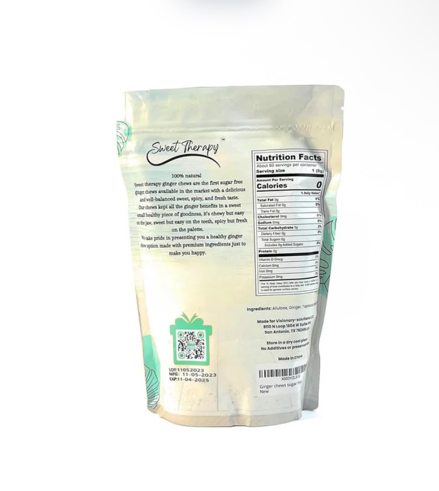 Sweet Therapy Ginger Chews ingredients allulose closeup, clean sugar-free sweetness