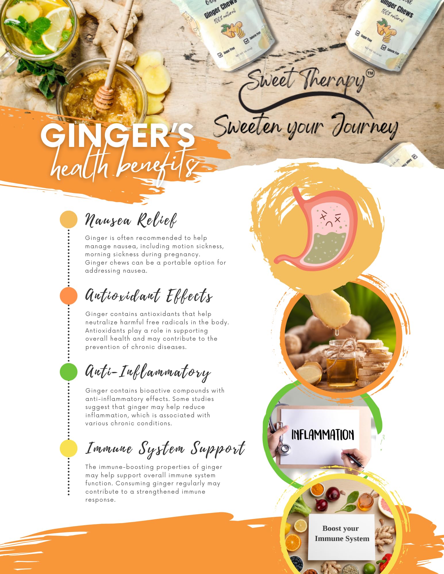 Sweet Therapy Ginger Chews displayed on a kitchen counter ready to enjoy.