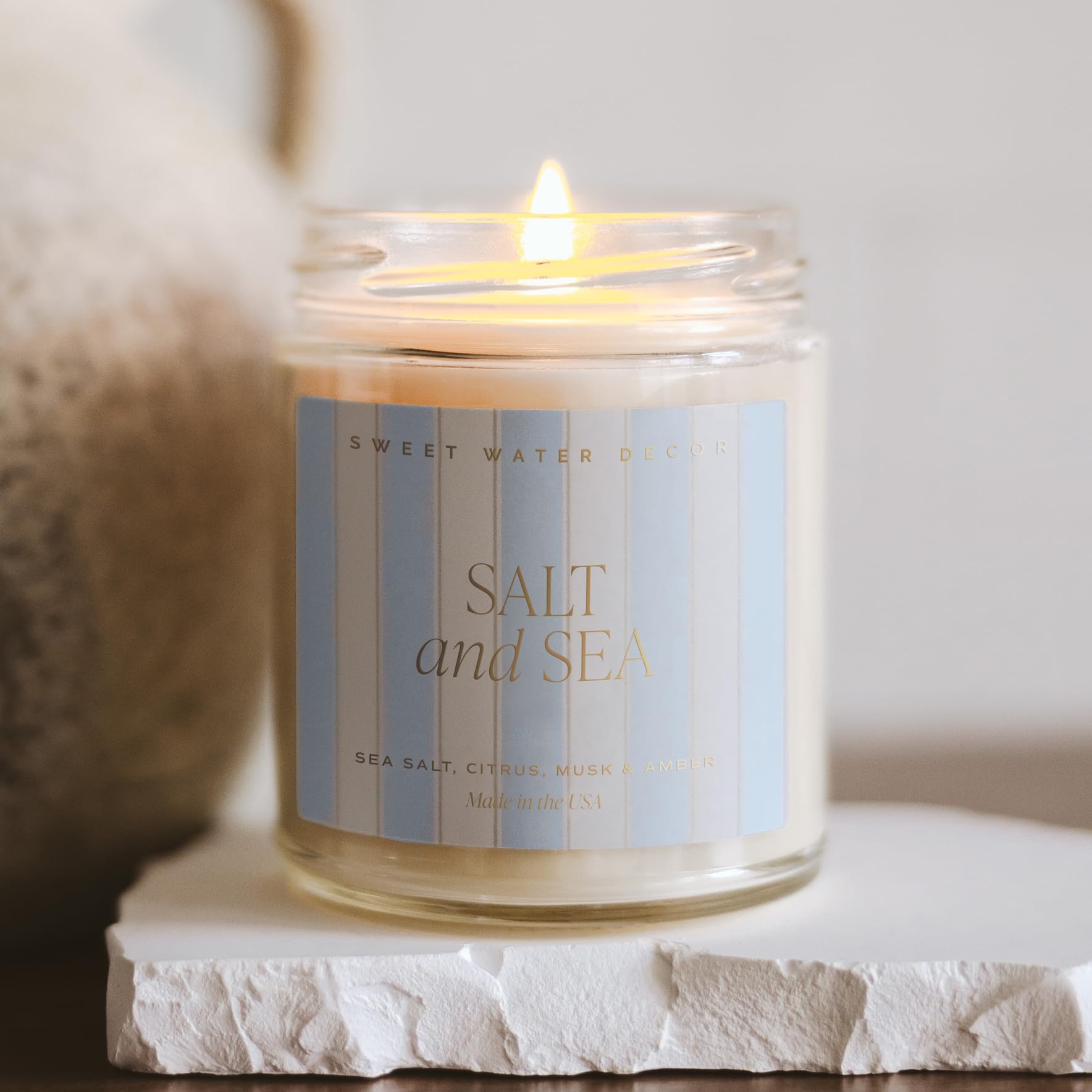 Sweet Water Decor wick close-up ready for steady, even burn