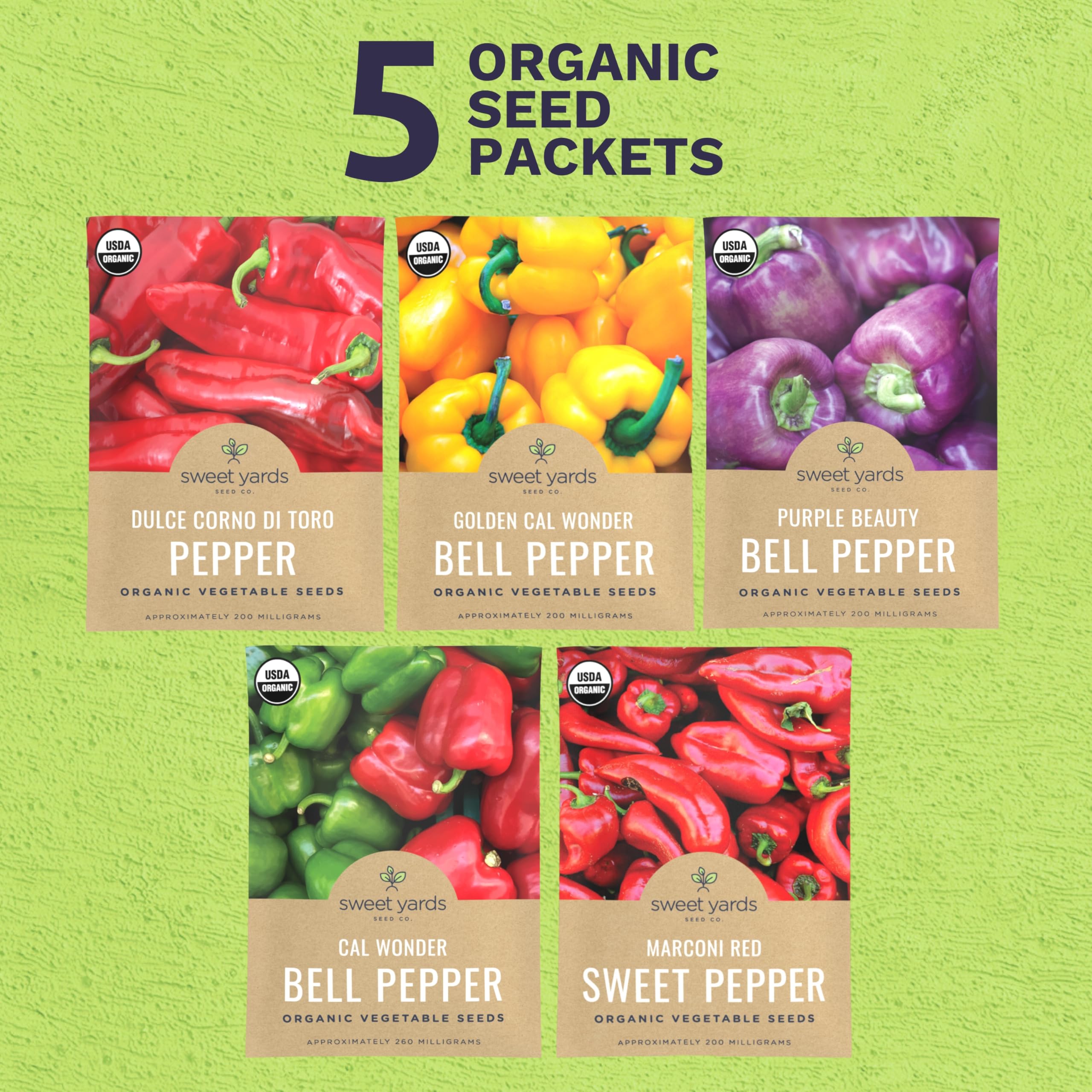 Sweet Yards Cal Wonder pepper seeds ready for indoor or outdoor planting