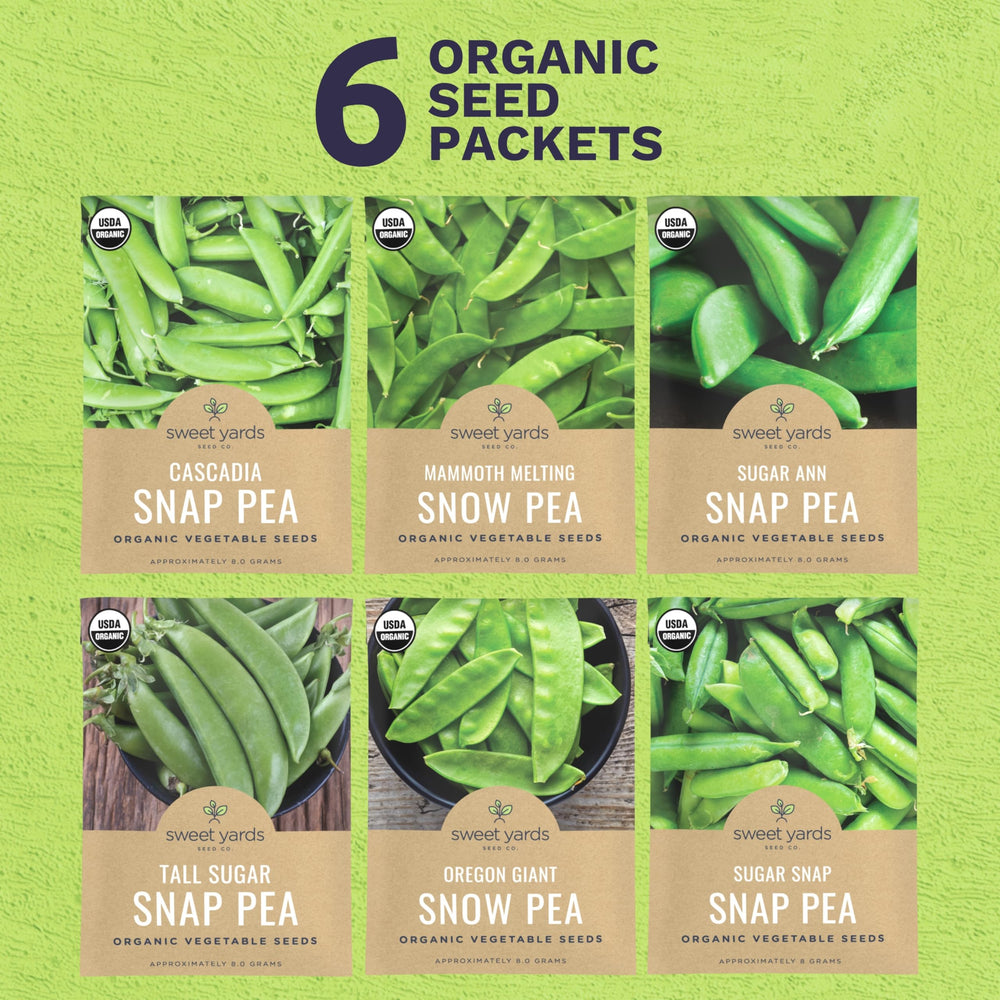 Sweet Yards Mammoth Melting Snow Pea packet for spring sowing