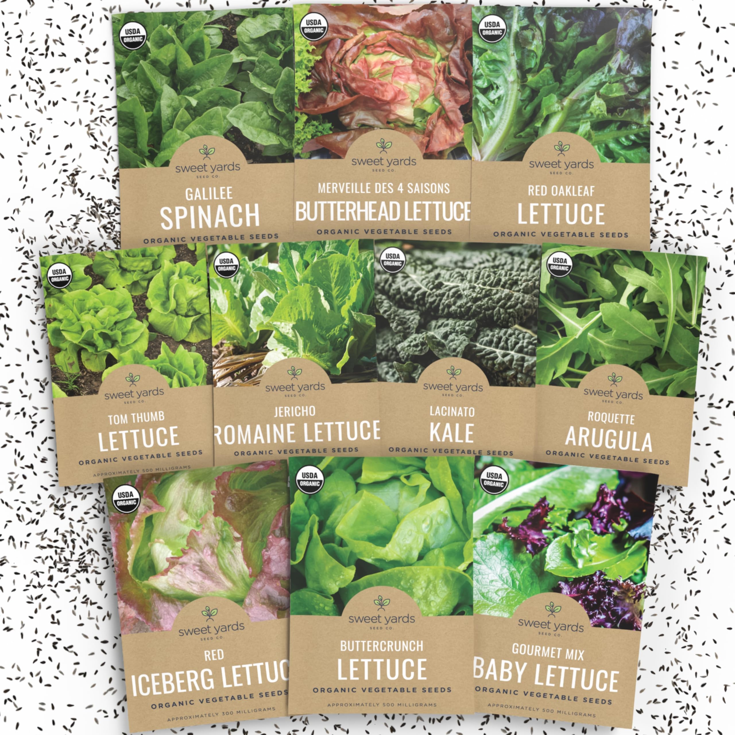 Sweet Yards Organic Lettuce and Greens Variety Pack cover image for home gardens